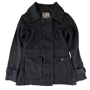 Y2K Billabong Womens Charcoal Grey Textured Double Breasted Pea Coat  Size M